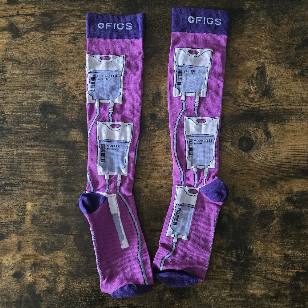 Figs Purple and Magenta IV Bag Graphic Knee-High Socks